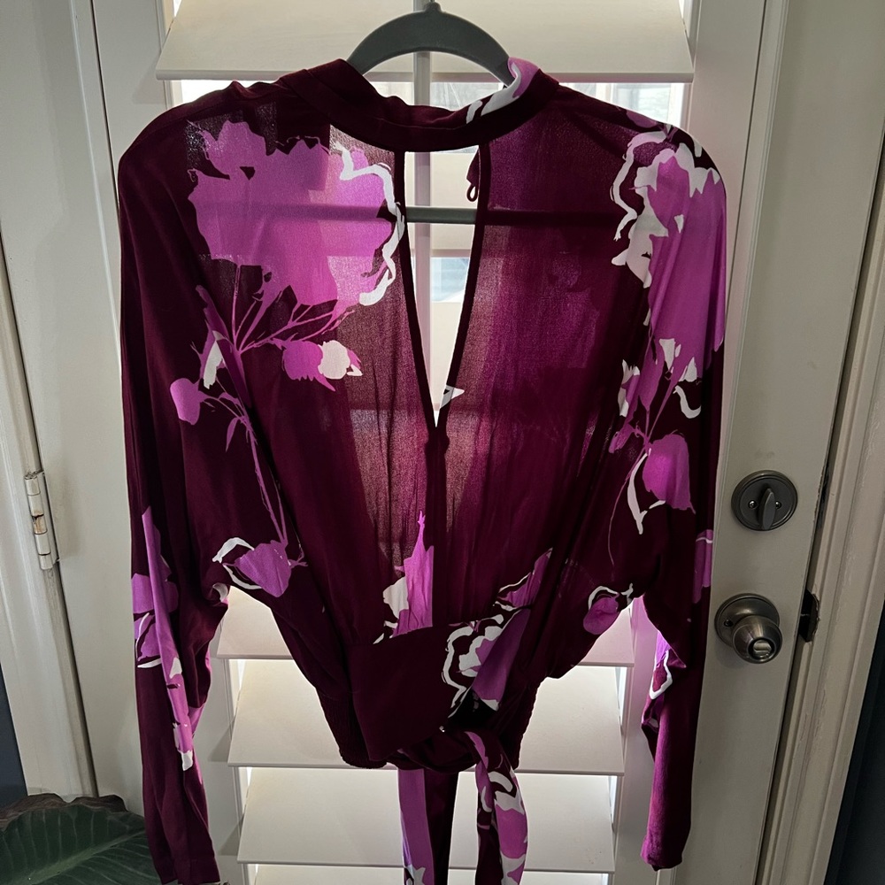 Free People Long Sleeved Floral Blouse